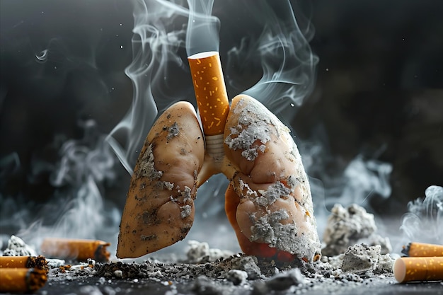 Dangerous cigarette smoke causing damage to lungs lung disease from smoking tobacco