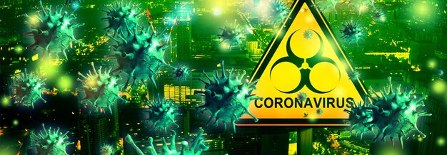 Dangerous corona virus, SARS pandemic risk concept. 3D illustration