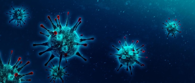 Virus corona pericoloso, concetto di rischio pandemico sars. illustrazione 3d