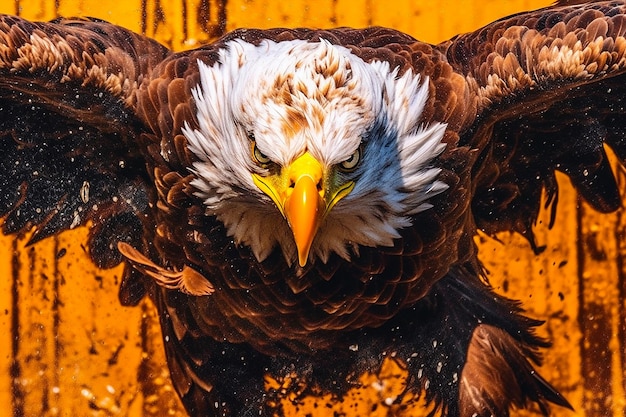 A dangerous looking eagle flying for hunting