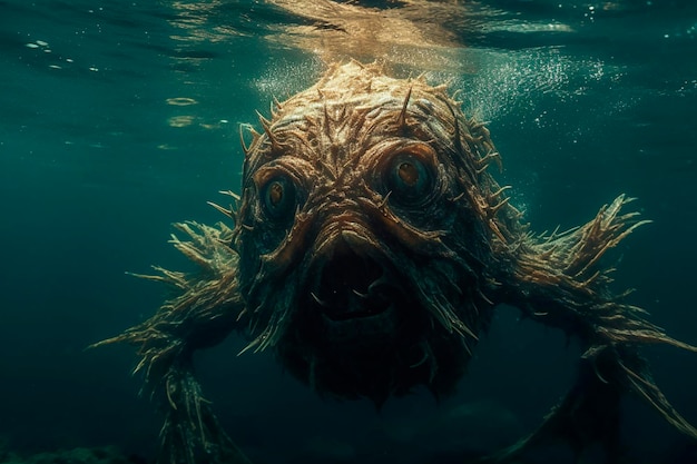 Dangerous sea monster in the sea Generative AI