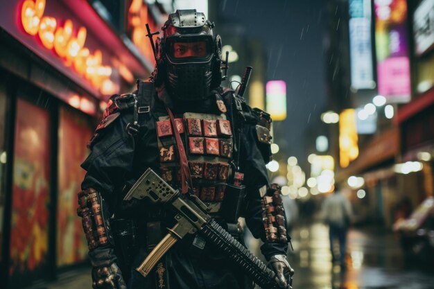 Photo dangerous street samurai generate ai