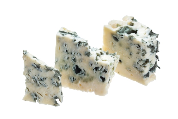 Danish blue cheese isolated on white with clipping path