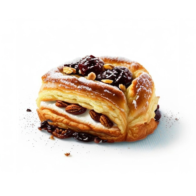 Danish pastry sweet dessert with powder