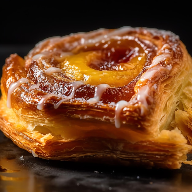 An Danish pastry with blur background