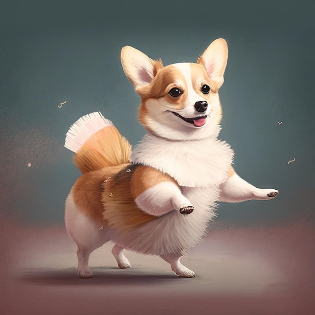 Dansballet van schattige corgi met mooie houding