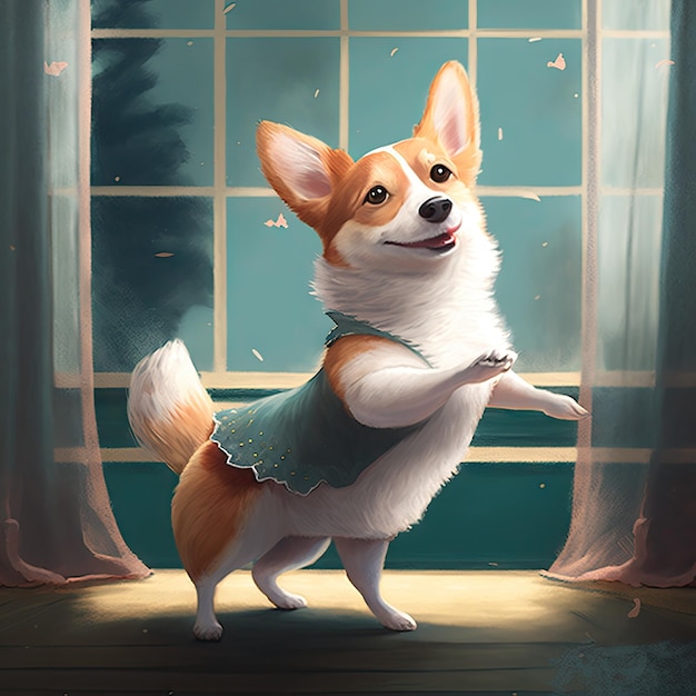 Dansballet van schattige corgi met mooie houding