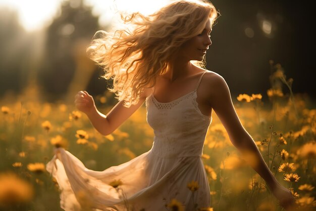 Dansen in de zomer zonneschijn zomer landschap foto