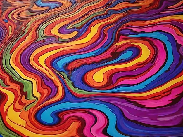 Dansen in psychedelische rimpels levendige golven van kleur transformeren de werkelijkheid in een extatische symfonie