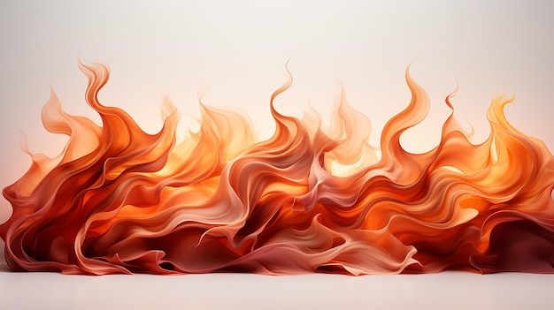 Dansende vlammen levendig vuur op witte achtergrond