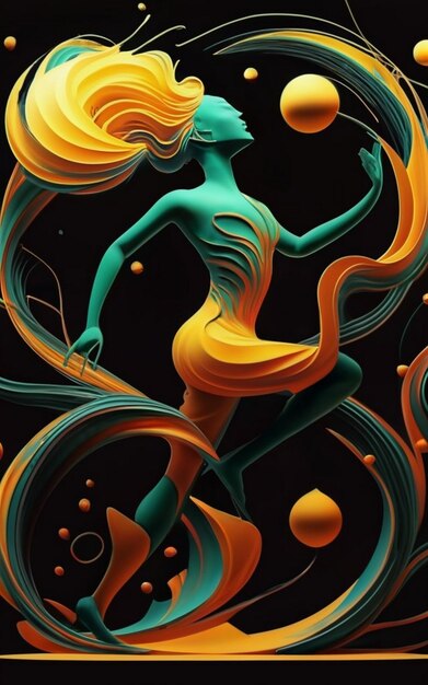 Dansende vrouw in een cirkel.