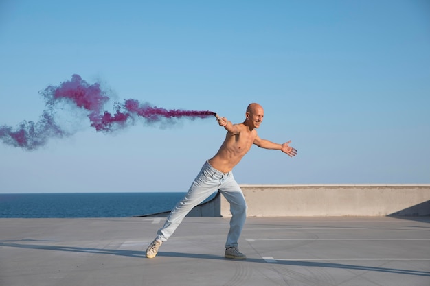 Foto danser die elegante uitvoerende kunst doet