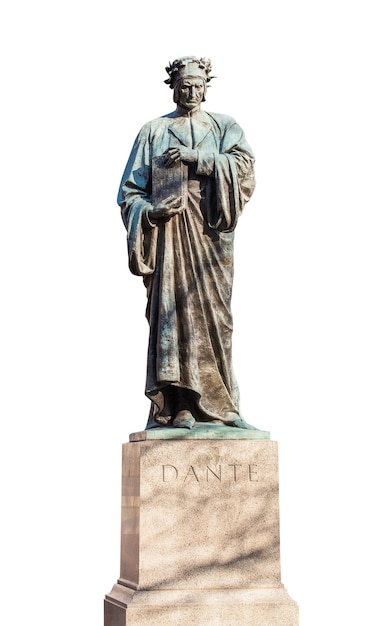 Dante statue with Divine Comedy in Meridian Hill park