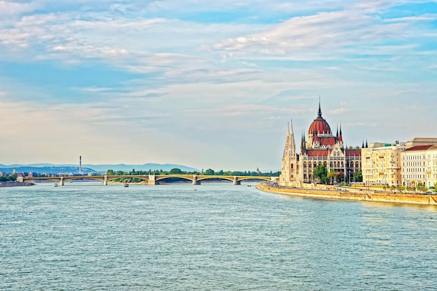 Danube River and Hungarian Parliament building in Budapest, Hungary