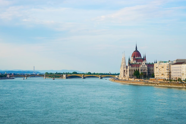 Danube River and the Hungarian Parliament building in Budapest, Hungary