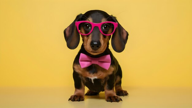 Dapper Puppy Rocks Pink Bowtie Shades Concept Pet Fashion Dapper Accessories Stylish Pooch Colorful Outfits Animal Trends