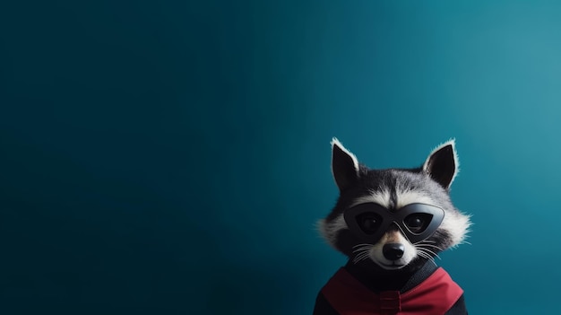 Daring Bandit Raccoon in a Hero039s Costume Fights for Justice in the Moonlight