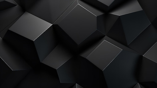 A dark 3D backdrop with abstract octagons. Generative Ai.