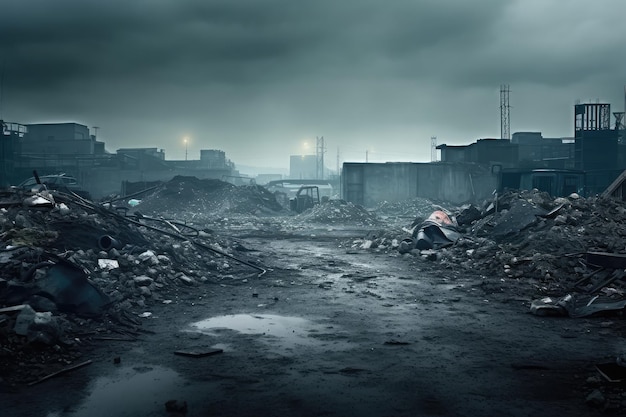 dark abandoned city dirt trash everywhere professional photography