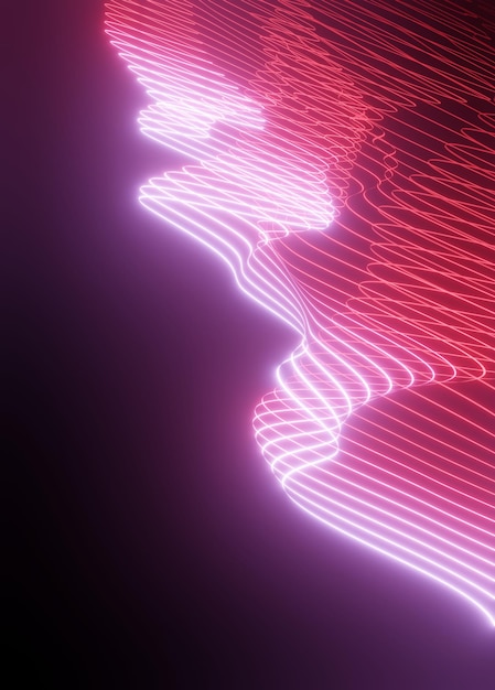 Dark abstract 3d render background with glowing wave Wavy glowing bright flowing curve lines magic glow energy Shiny moving lines design element Futuristic technology conceptCopy space for text