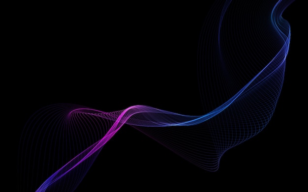 Dark abstract background with a glowing abstract waves, abstract background