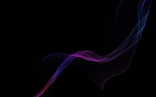 Dark abstract background with a glowing abstract waves, abstract background