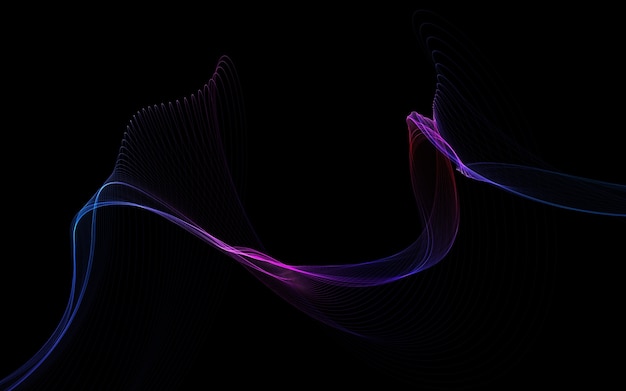 Dark abstract background with a glowing abstract waves, abstract background