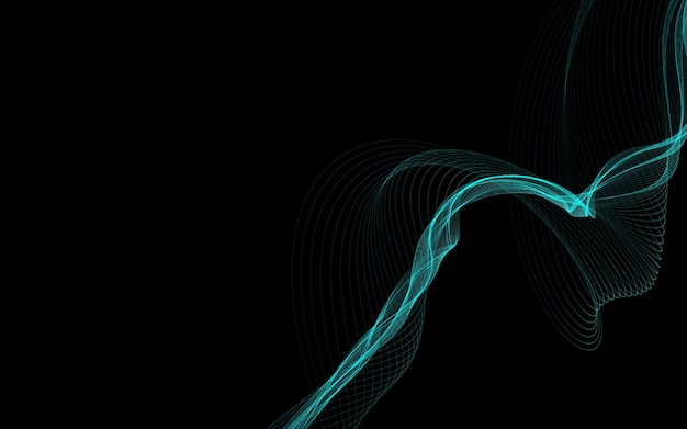 Dark abstract background with a glowing abstract waves, abstract background