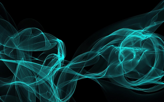 Dark abstract background with a glowing abstract waves