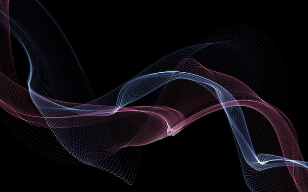 Dark abstract background with a glowing abstract waves