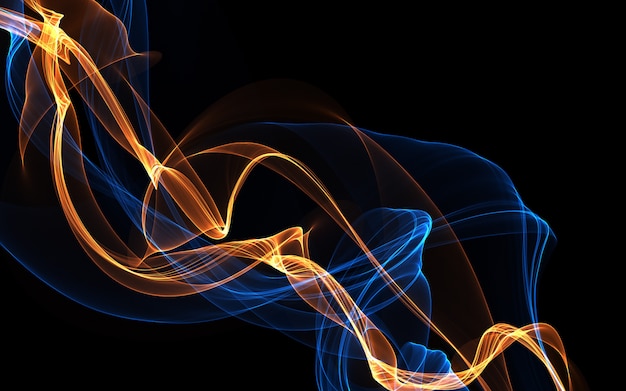 Dark abstract background with a glowing abstract waves