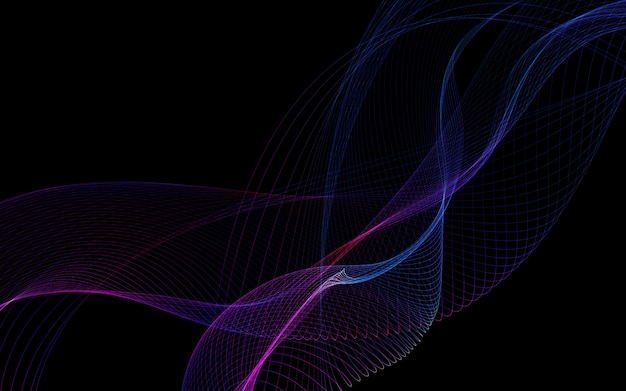 Dark abstract background with a glowing abstract waves