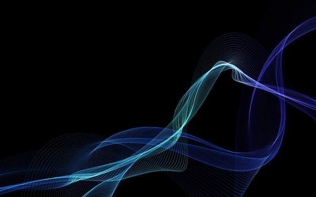 Dark abstract background with a glowing abstract waves