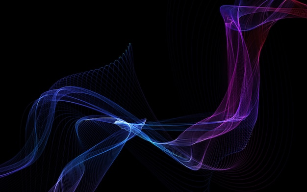 Dark abstract background with a glowing abstract waves