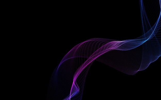 Dark abstract background with a glowing abstract waves