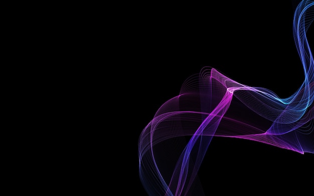 Dark abstract background with a glowing abstract waves