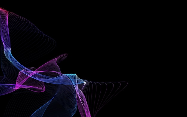 Dark abstract background with a glowing abstract waves