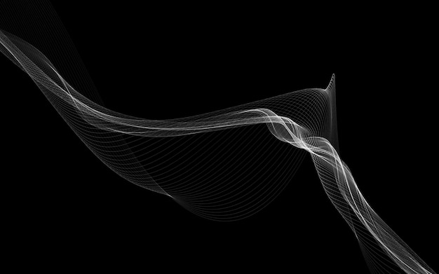 Dark abstract background with a glowing abstract waves