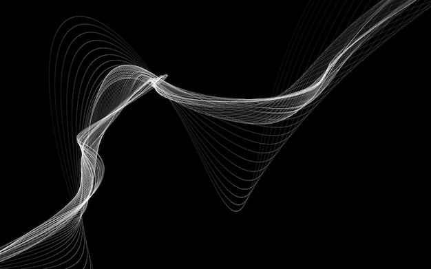 Темный абстрактный фон со светящимися абстрактными волнами