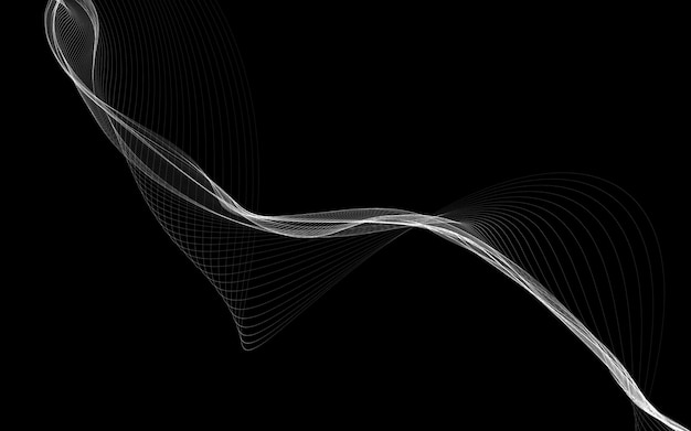 Dark abstract background with a glowing abstract waves