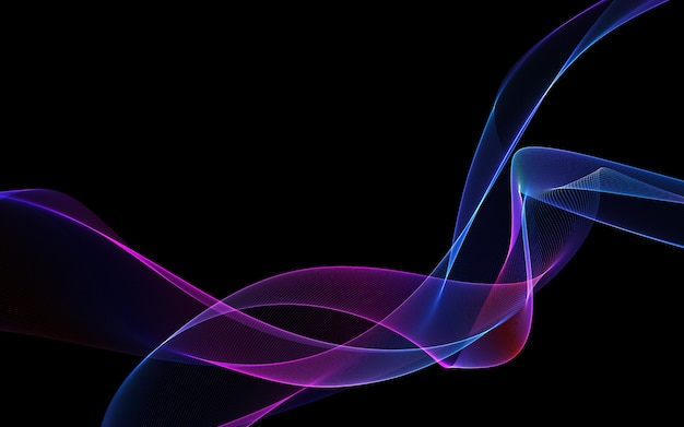 Dark abstract background with a glowing abstract waves