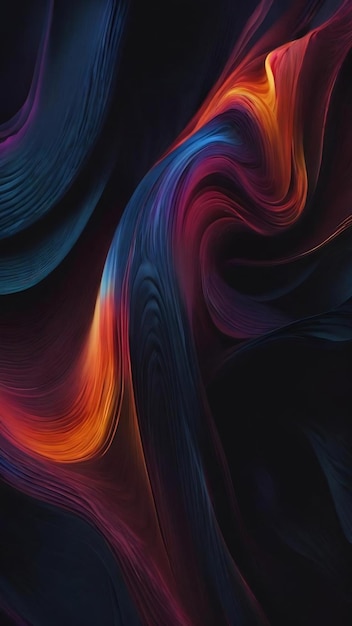 Dark abstract background with a glowing abstract waves