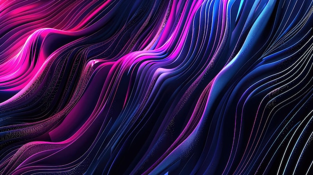 Dark abstract background with glowing wave Shiny moving lines design element Modern purple blue gradient flowing wave lines Futuristic technology concept