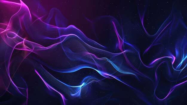 Dark abstract background with glowing wave Shiny moving lines design element Modern purple blue gradient flowing wave lines Futuristic technology concept