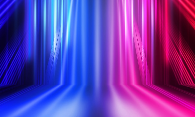 Dark abstract background with neon lines and rays
