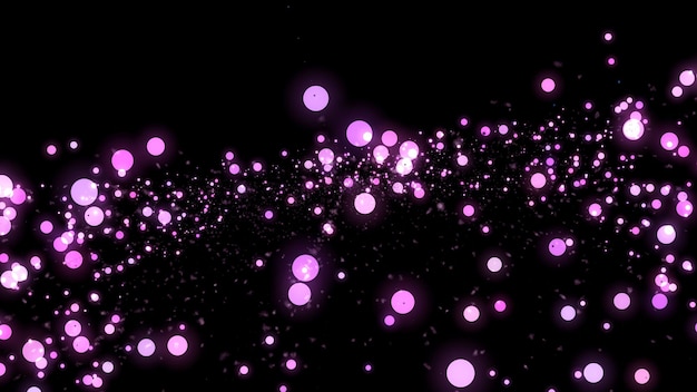 紫色の光る粒子と暗い抽象的な背景