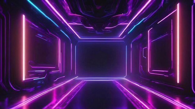 Dark abstract futuristic background with ultraviolet neon glow