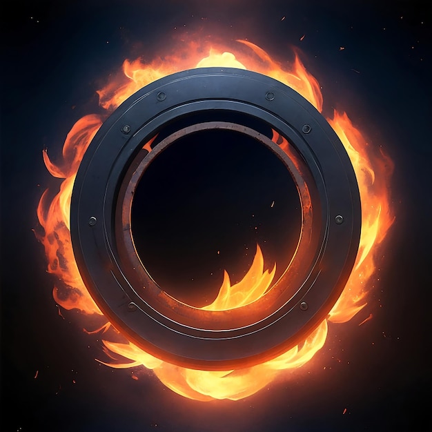 dark abstract futuristic with a Circle gate fire