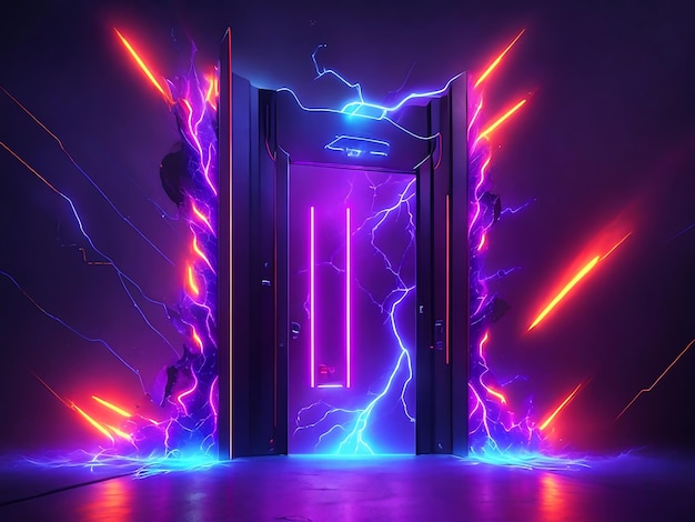 dark abstract futuristic with a Square gate neon