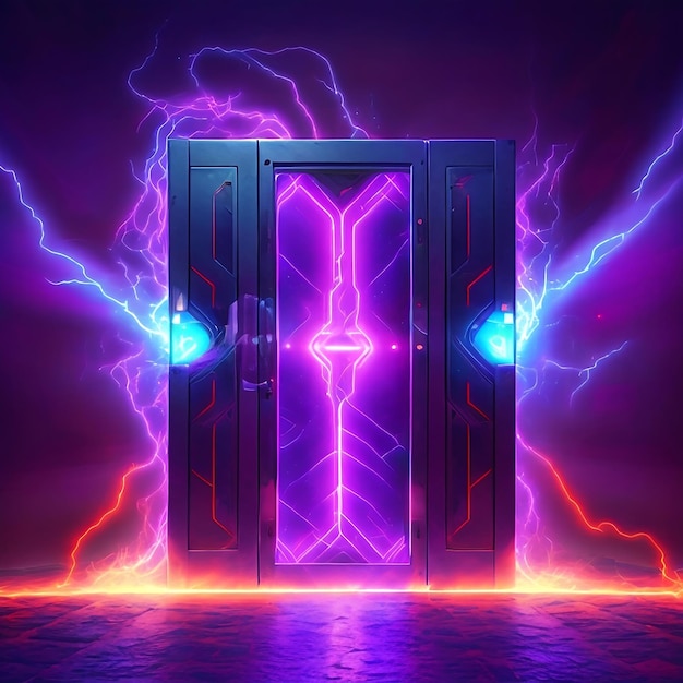 dark abstract futuristic with a Square gate neon